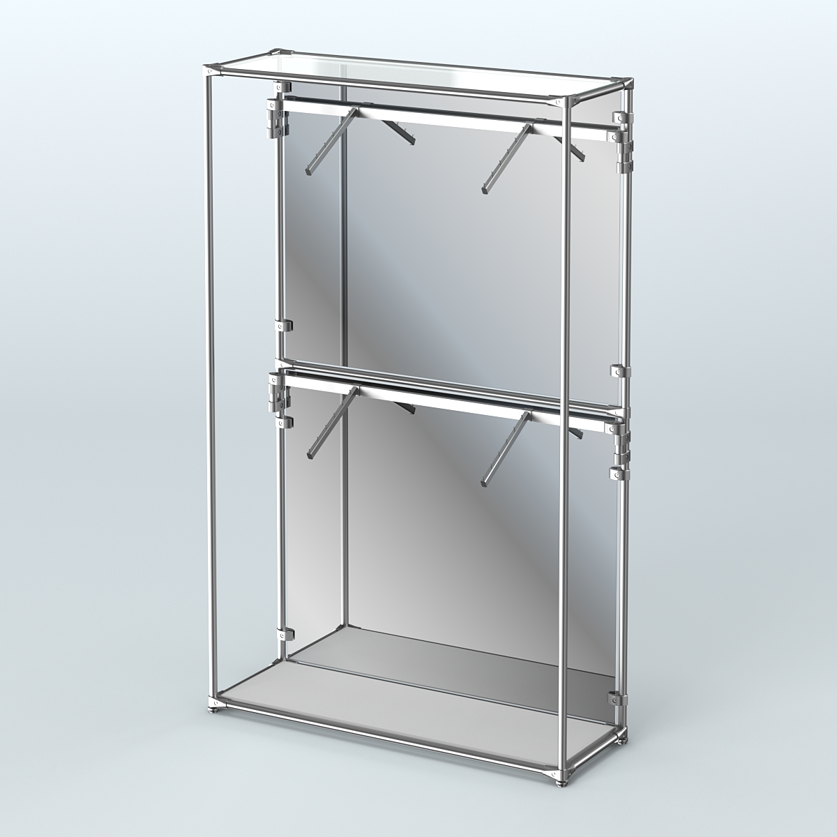 Торговая система ХРОМ (задняя стенка - зеркало) 1200 мм с поручнями №3 Серый
