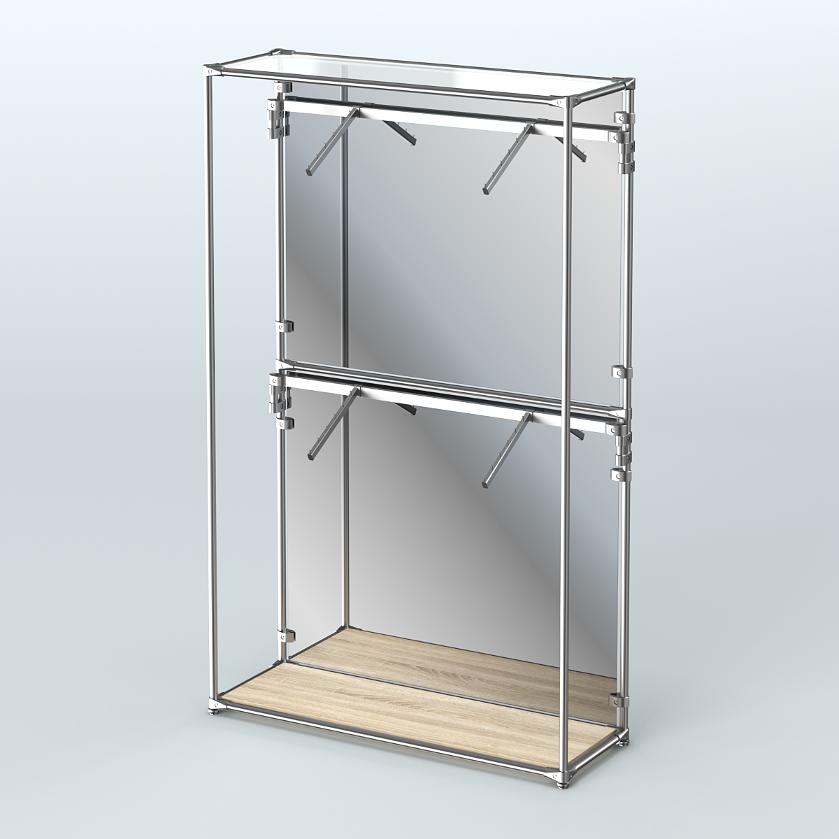 Торговая система ХРОМ (задняя стенка - зеркало) 1200 мм с поручнями №3 Дуб Сонома