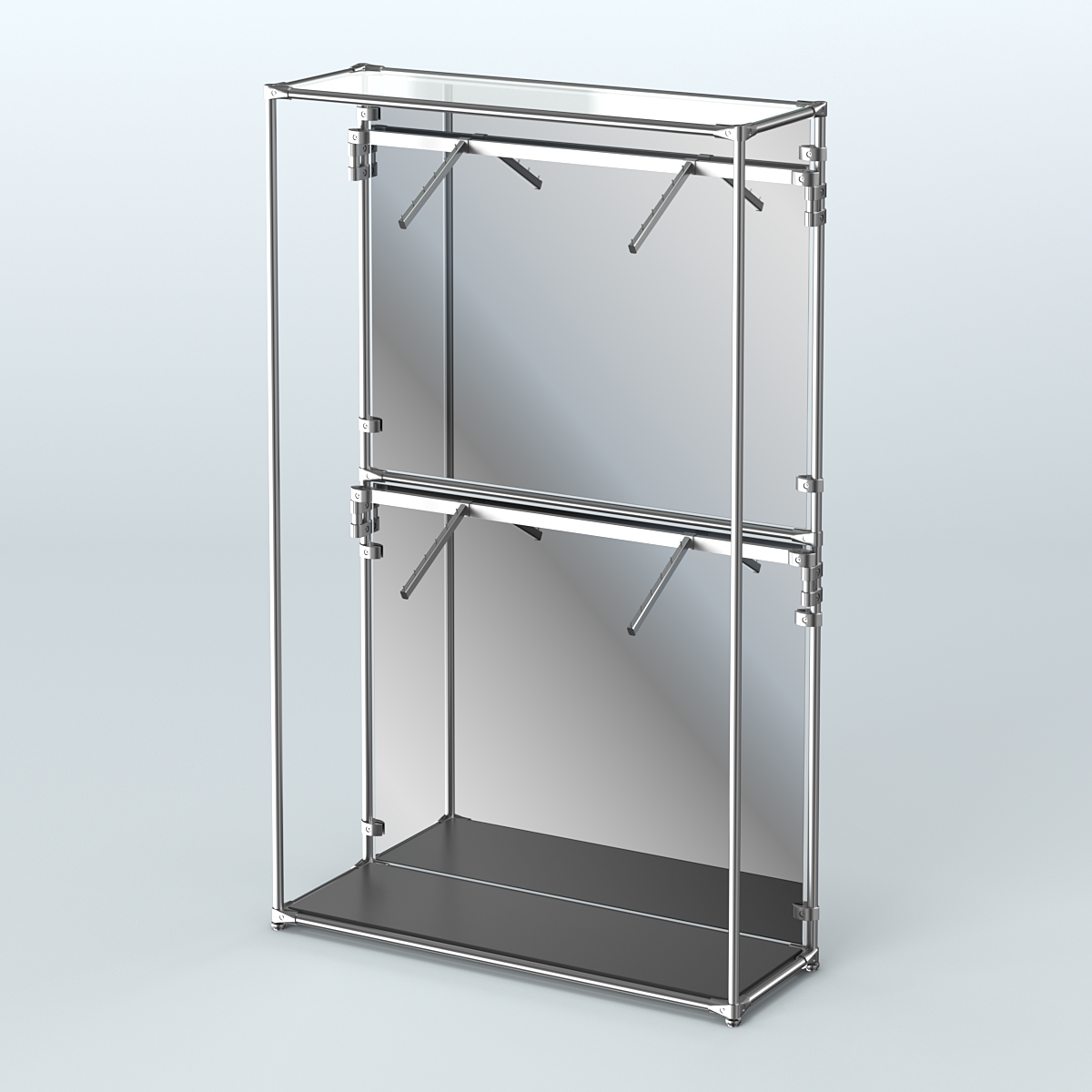 Торговая система ХРОМ (задняя стенка - зеркало) 1200 мм с поручнями №3 Черный