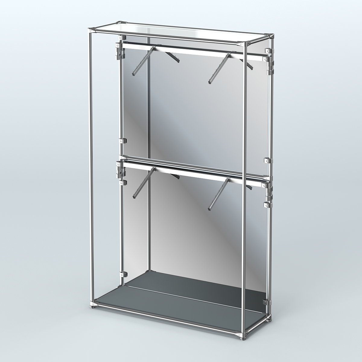 Торговая система ХРОМ (задняя стенка - зеркало) 1200 мм с поручнями №3 Темно-Серый