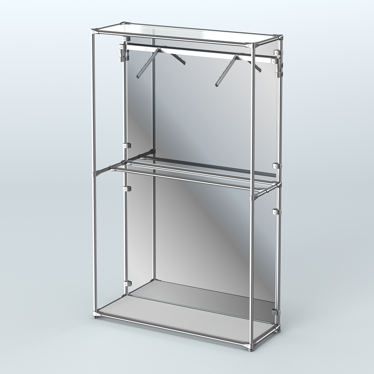 Торговая система ХРОМ (задняя стенка - зеркало) 1200 мм с поручнями №4 Серый