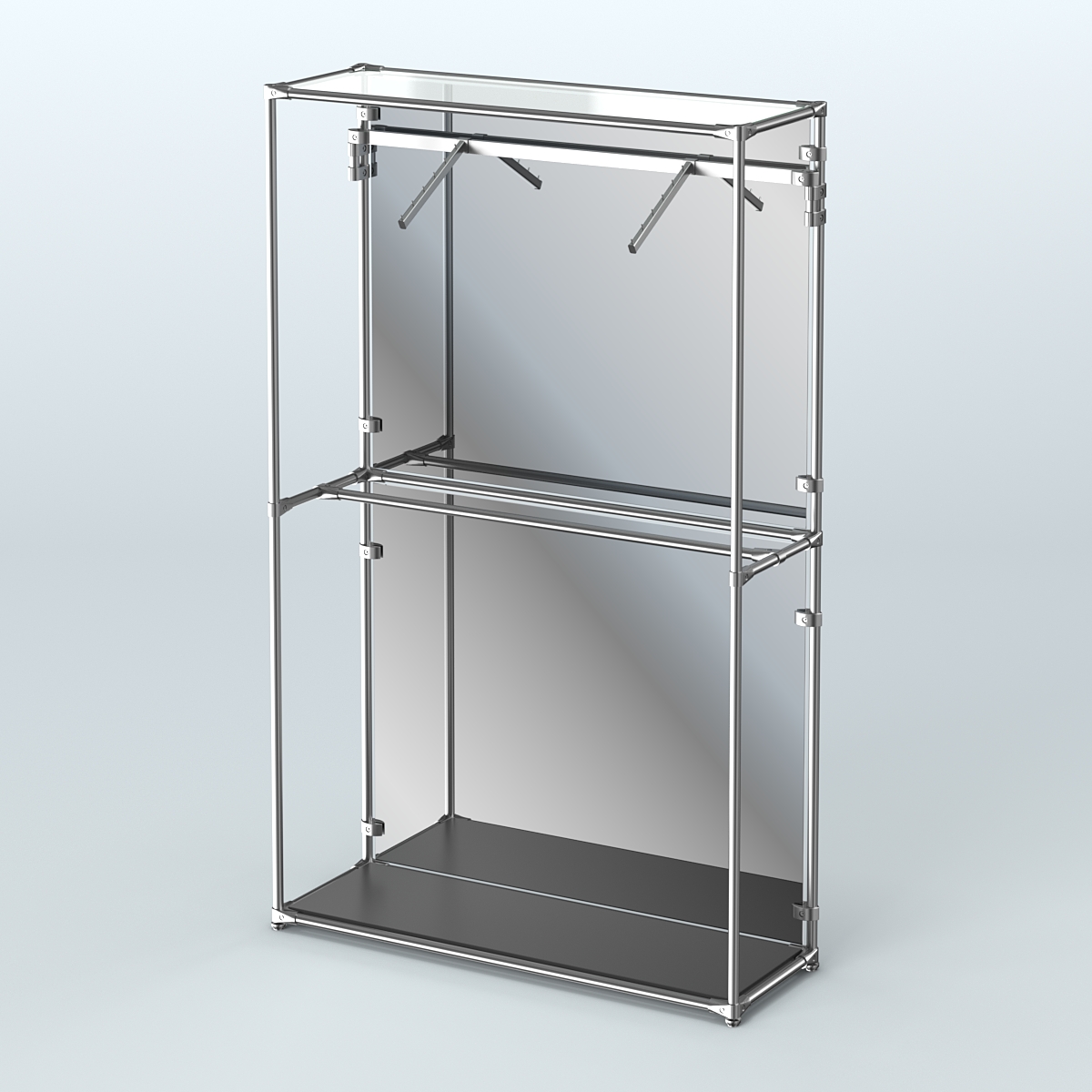 Торговая система ХРОМ (задняя стенка - зеркало) 1200 мм с поручнями №4 Черный