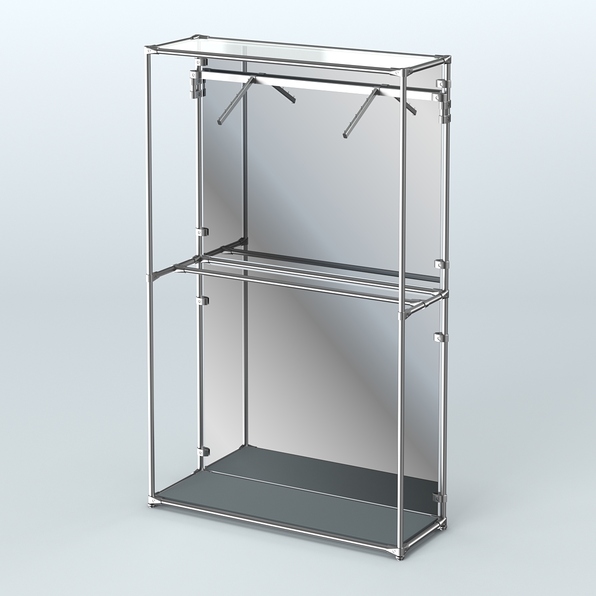 Торговая система ХРОМ (задняя стенка - зеркало) 1200 мм с поручнями №4 Темно-Серый