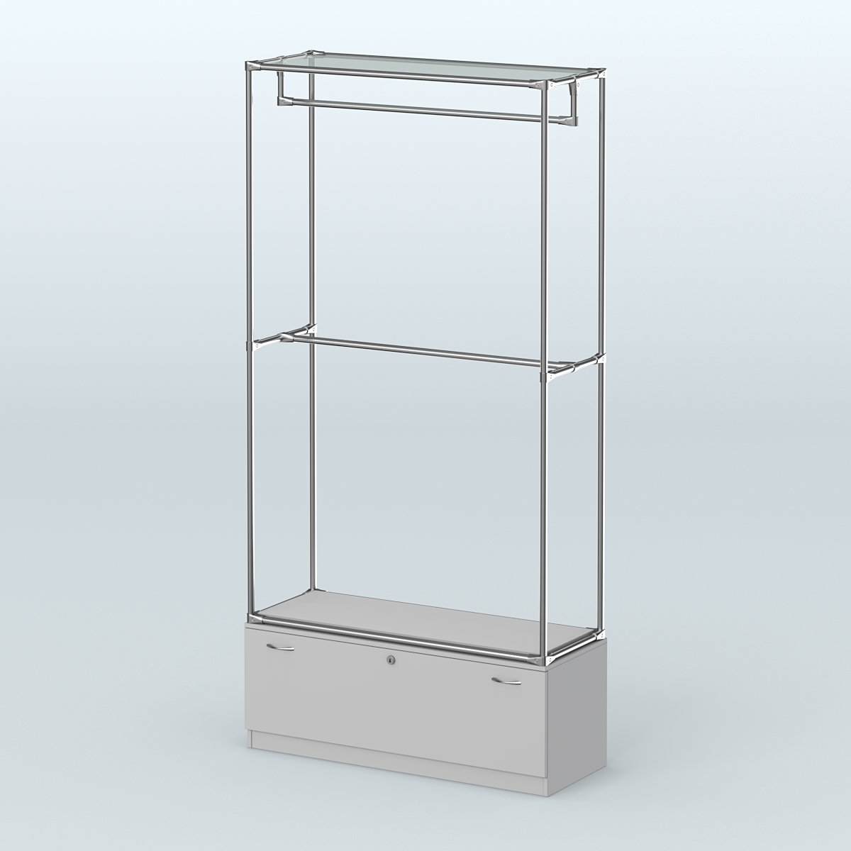 Торговая система ХРОМ без ДСП 1200 мм №1-1 с тумбой Т-11 и поручнями Серый