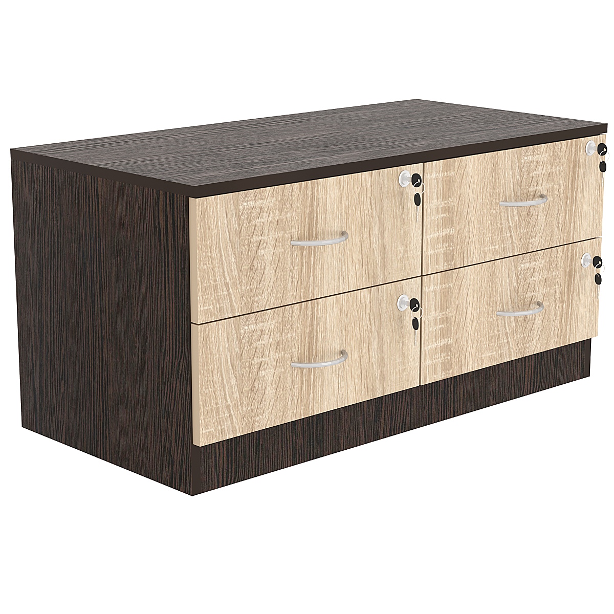 Тумба T-19 900мм (H-450мм c 4-мя выдвижными ящиками) Дуб Венге и Дуб Сонома