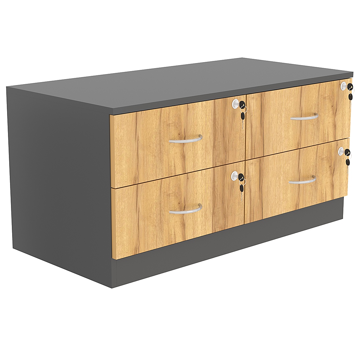 Тумба T-19 900мм (H-450мм c 4-мя выдвижными ящиками) Темно-серый и Дуб Золотистый