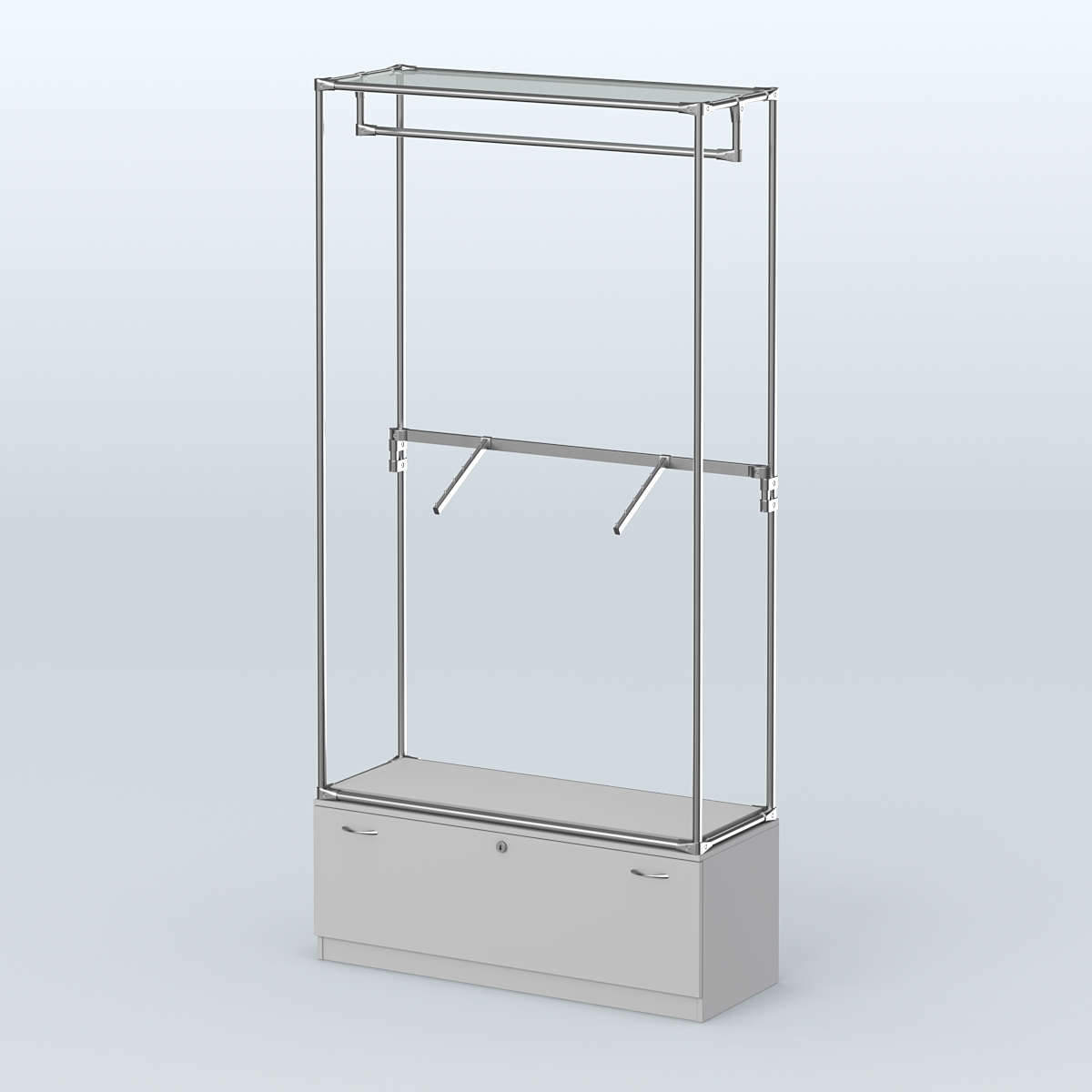 Торговая система ХРОМ без ДСП 1200 мм №2-1 с тумбой Т-11 и поручнями Серый
