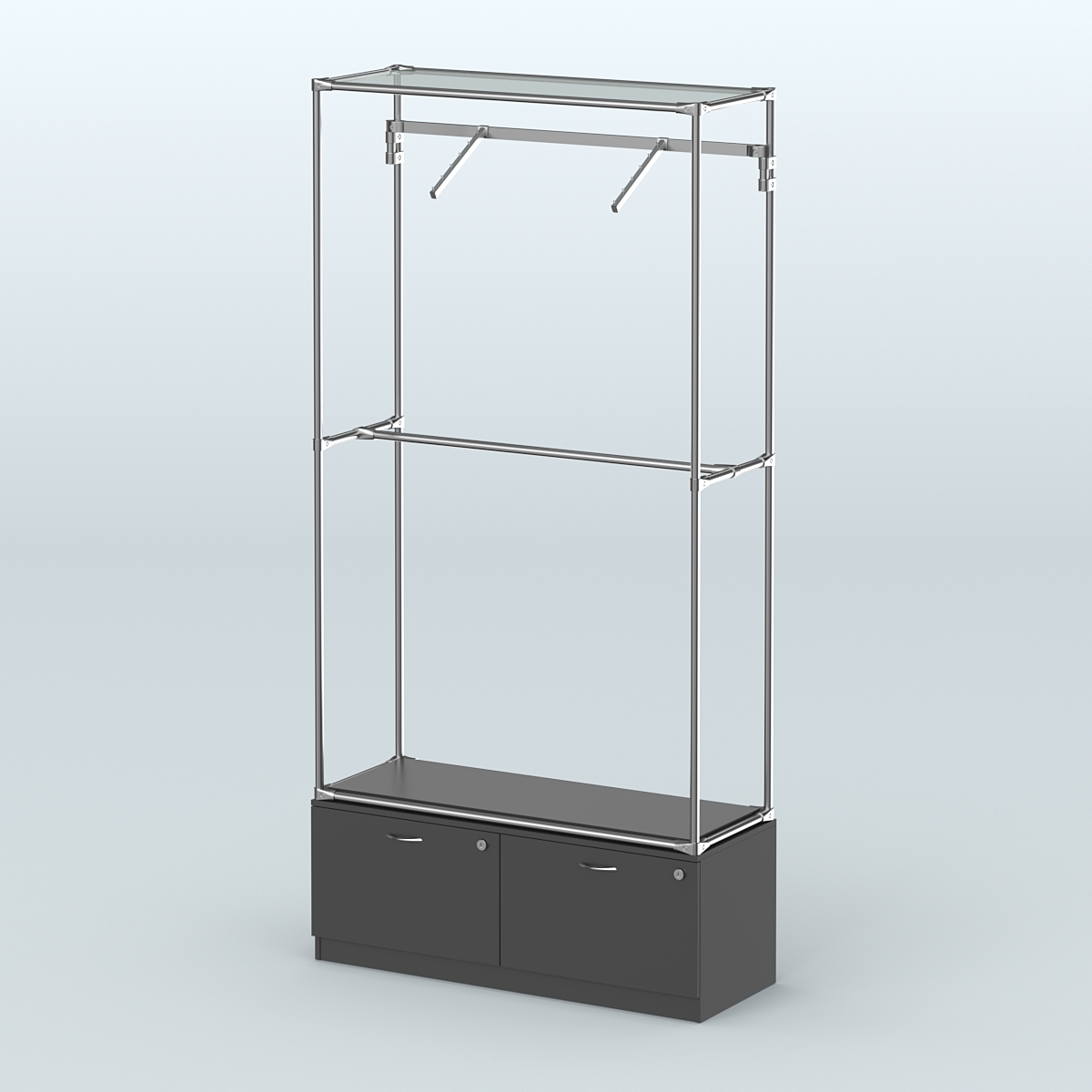 Торговая система ХРОМ без ДСП 1200 мм №4-3 с тумбой Т-15 и поручнями Черный