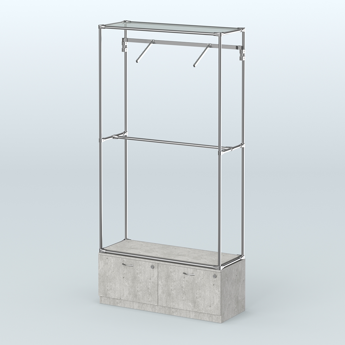 Торговая система ХРОМ без ДСП 1200 мм №4-3 с тумбой Т-15 и поручнями Метрополитан Грей