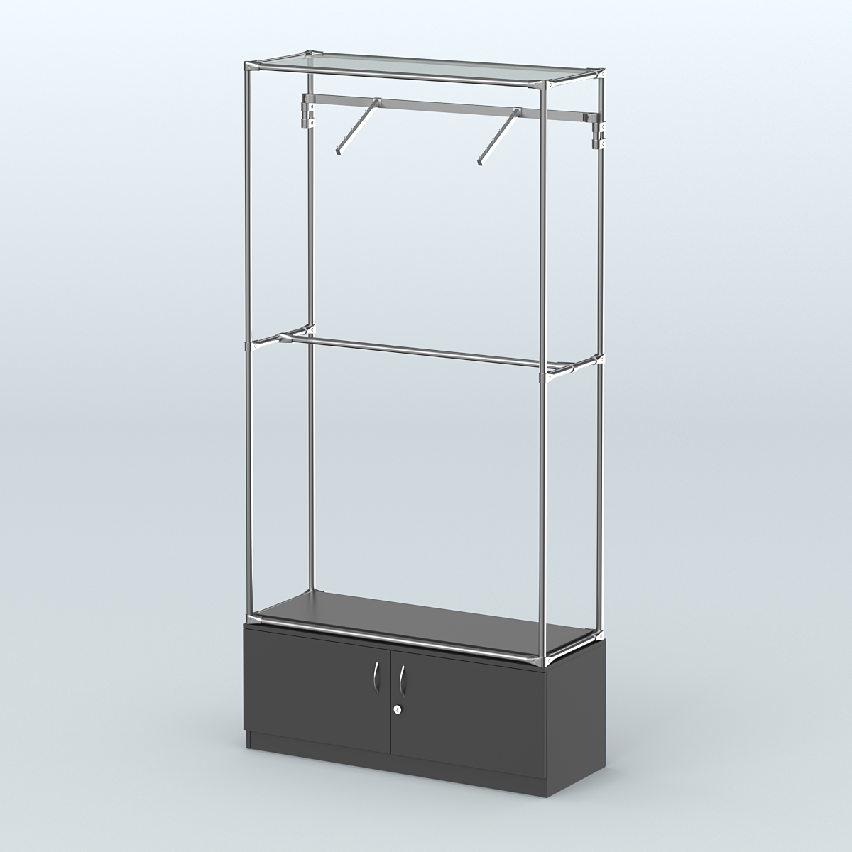 Торговая система ХРОМ без ДСП 1200 мм №4-4 с тумбой Т-21 и поручнями Черный