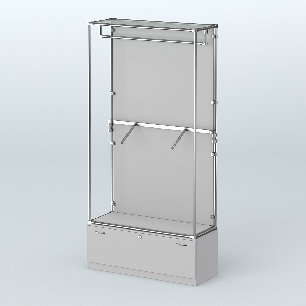 Торговая система ХРОМ (задняя стенка - ДСП) 1200 мм №2-1 с тумбой Т-11 и поручнями Серый