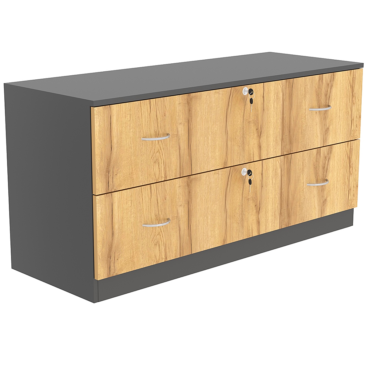 Тумба Т-12 1200мм (H-600мм, с двумя выдвижными ящиками) Темно-серый и Дуб Золотистый