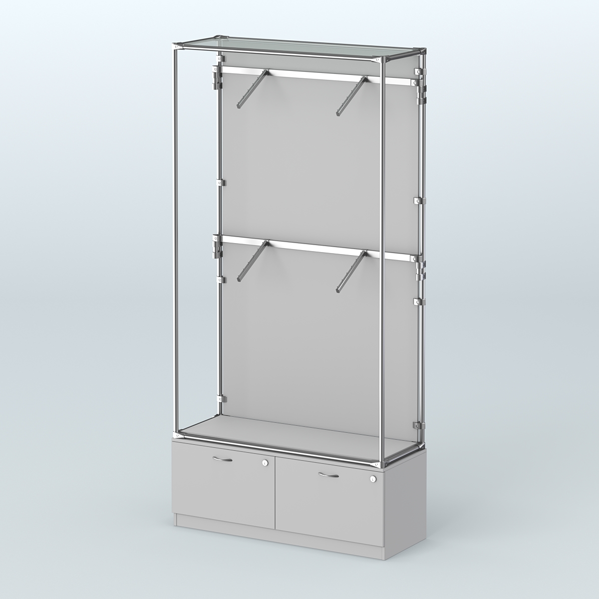 Торговая система ХРОМ (задняя стенка - ДСП) 1200 мм №3-3 с тумбой Т-15 и поручнями Серый