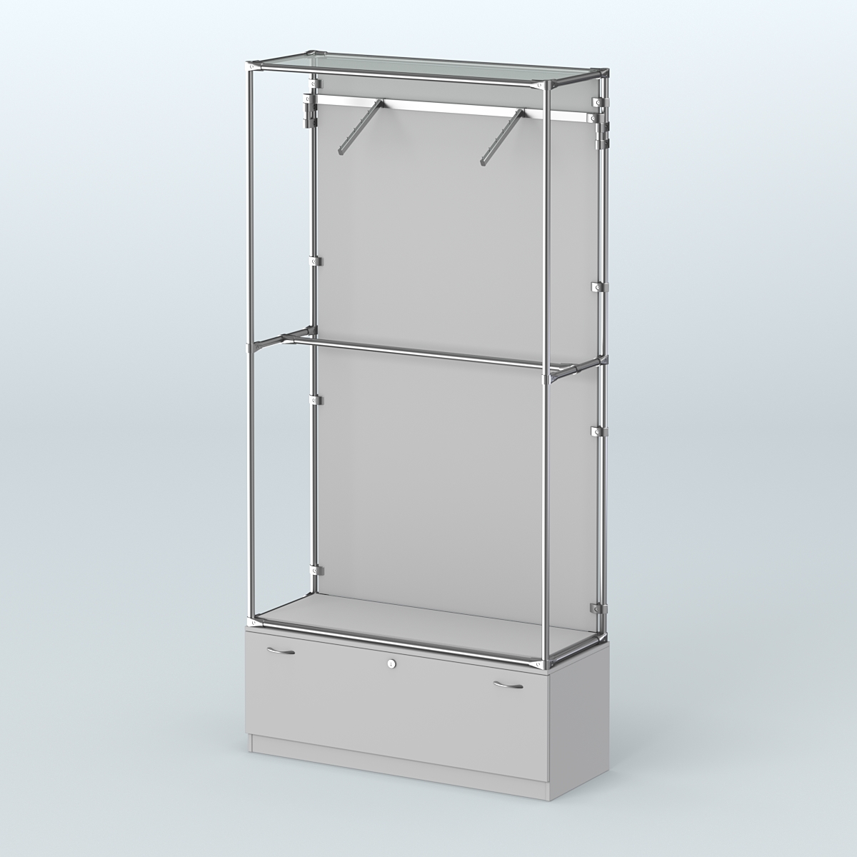 Торговая система ХРОМ (задняя стенка - ДСП) 1200 мм №4-1 с тумбой Т-11 и поручнями Серый