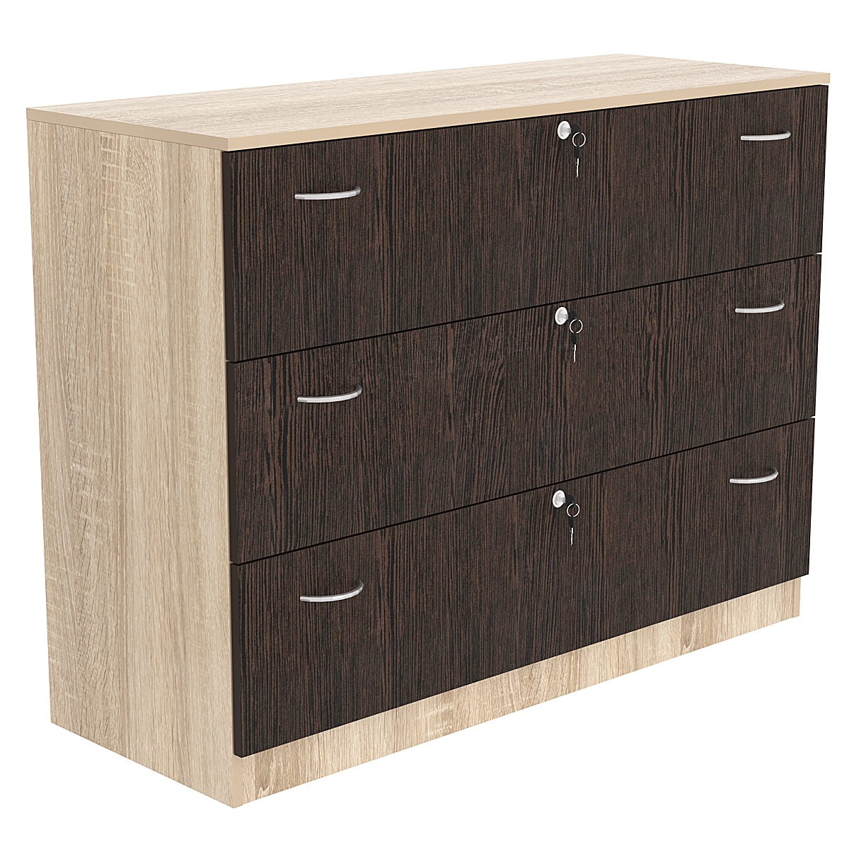 Тумба T-13 1200мм (H-900мм, с тремя выдвижными ящиками) Дуб Сонома + Дуб Венге