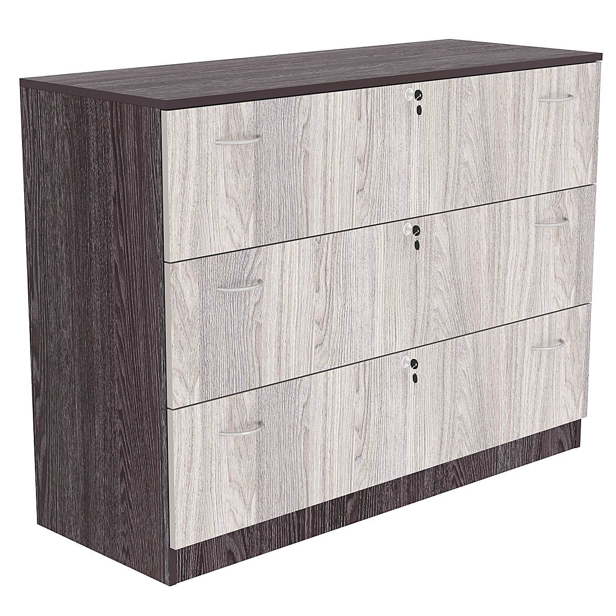 Тумба T-13 1200мм (H-900мм, с тремя выдвижными ящиками) Ясень Анкор темный + Ясень Анкор светлый