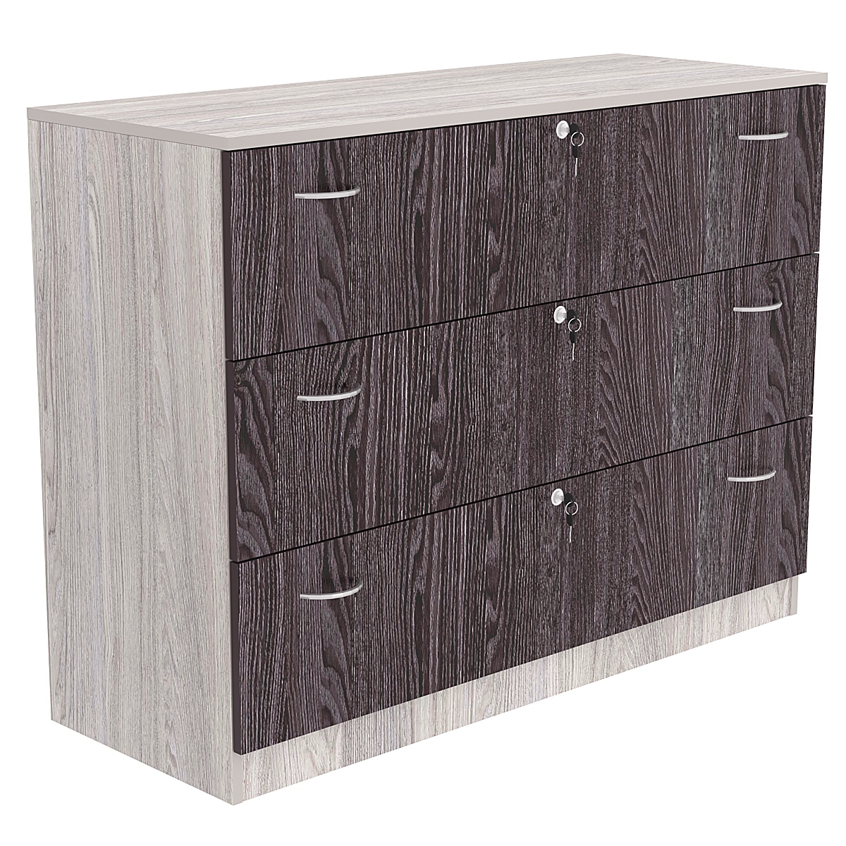 Тумба T-13 1200мм (H-900мм, с тремя выдвижными ящиками) Ясень Анкор светлый + Ясень Анкор темный