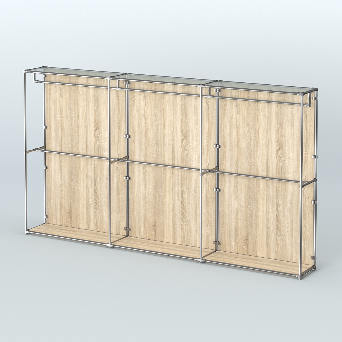 Торговая система ХРОМ (задняя стенка - ДСП) 3600 мм с поручнями №1 Дуб Сонома