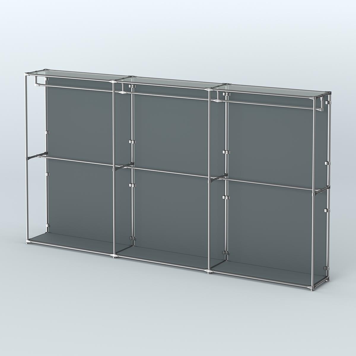 Торговая система ХРОМ (задняя стенка - ДСП) 3600 мм с поручнями №1 Темно-Серый