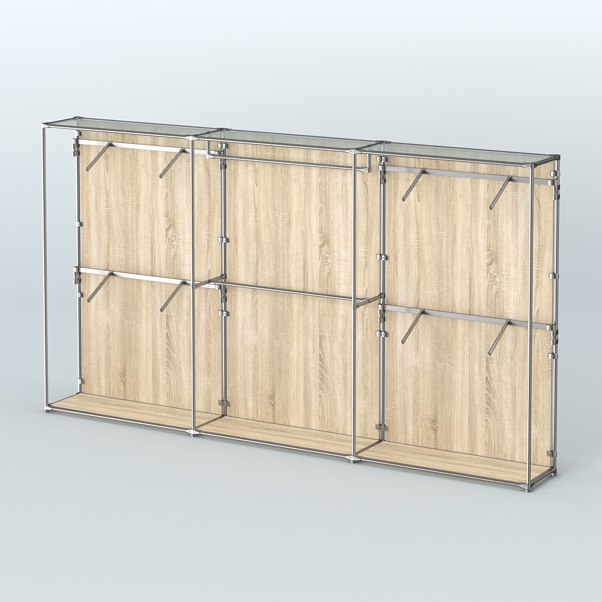 Торговая система ХРОМ (задняя стенка - ДСП) 3600 мм с поручнями №2 Дуб Сонома