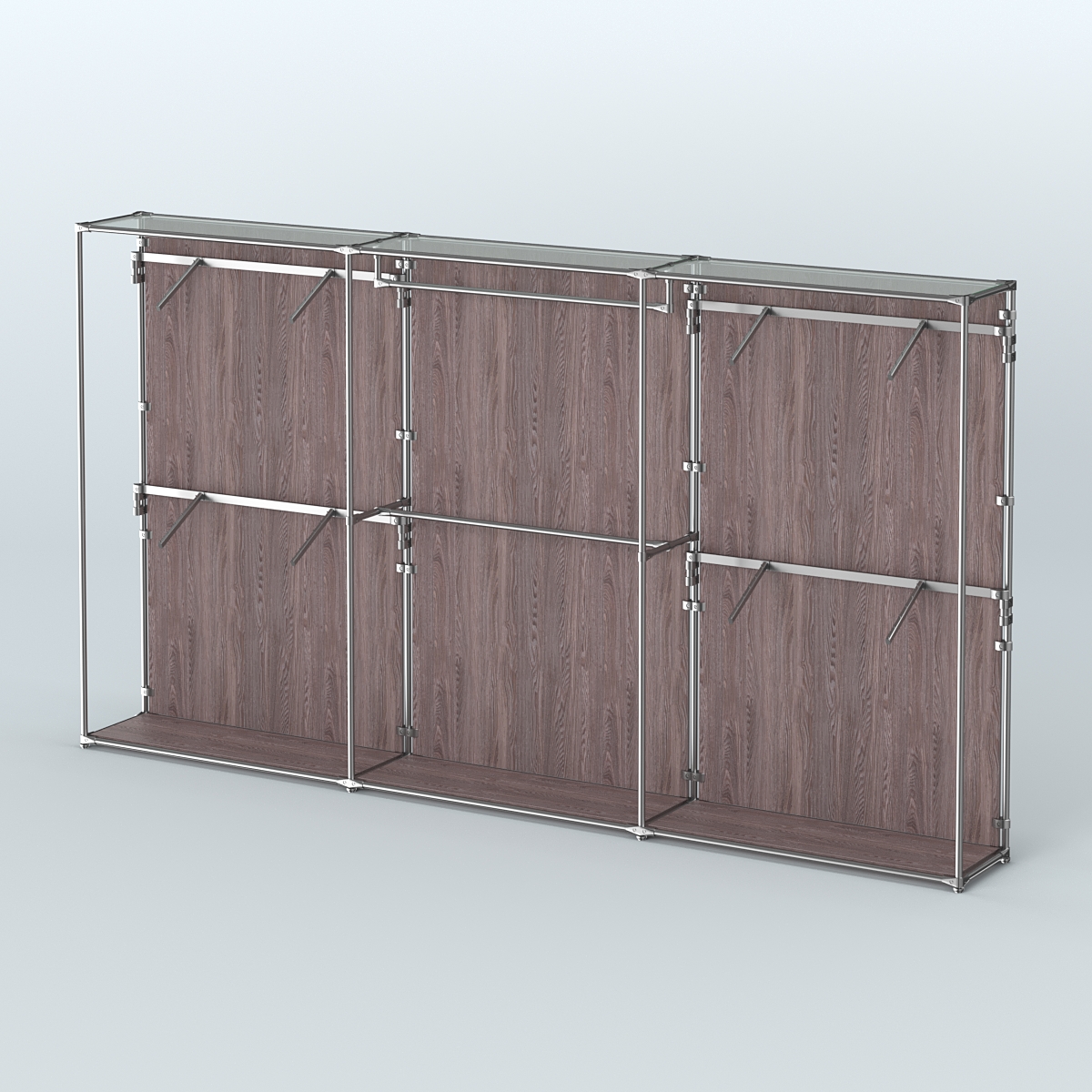 Торговая система ХРОМ (задняя стенка - ДСП) 3600 мм с поручнями №2 Ясень Анкор темный