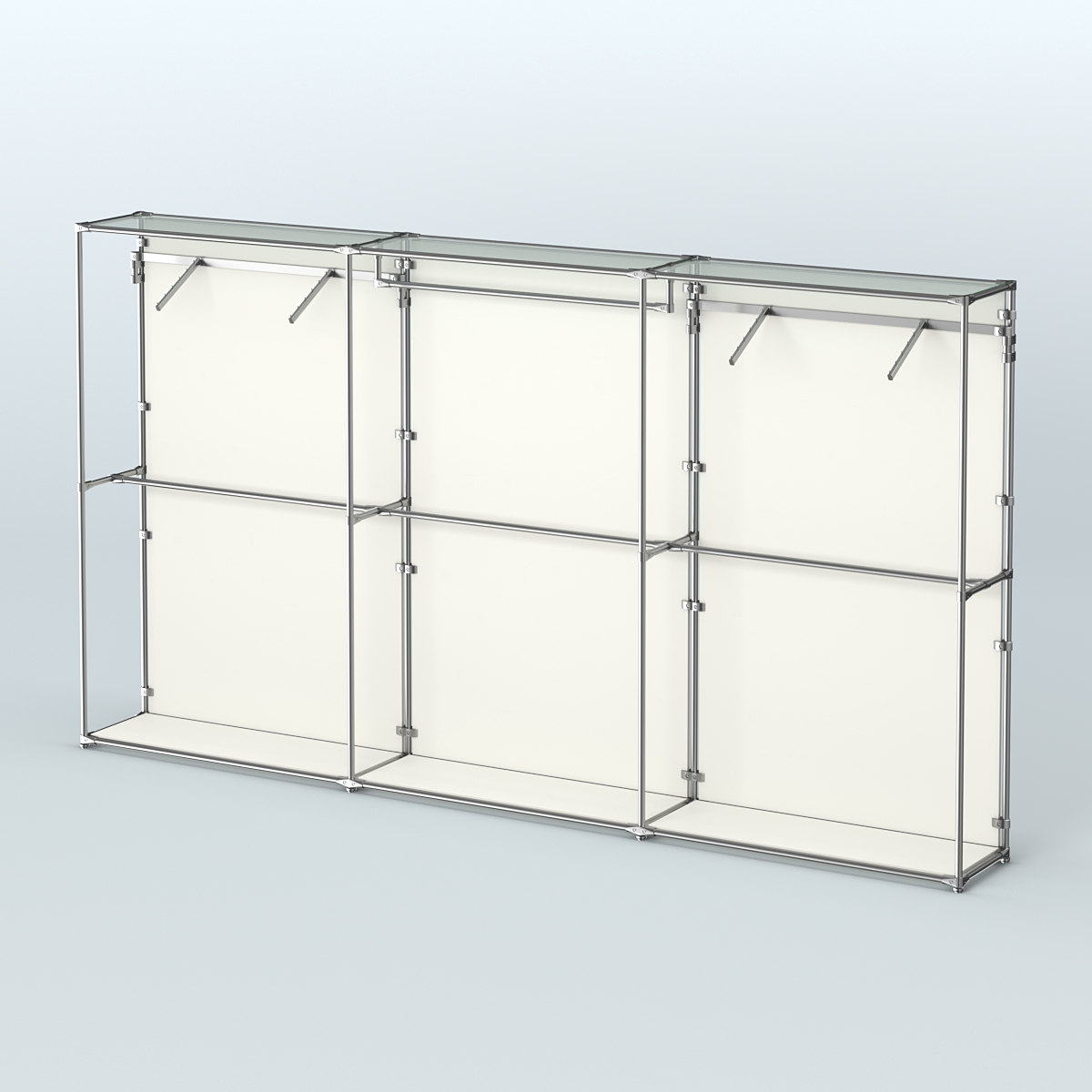 Торговая система ХРОМ (задняя стенка - ДСП) 3600 мм с поручнями №3 Белый