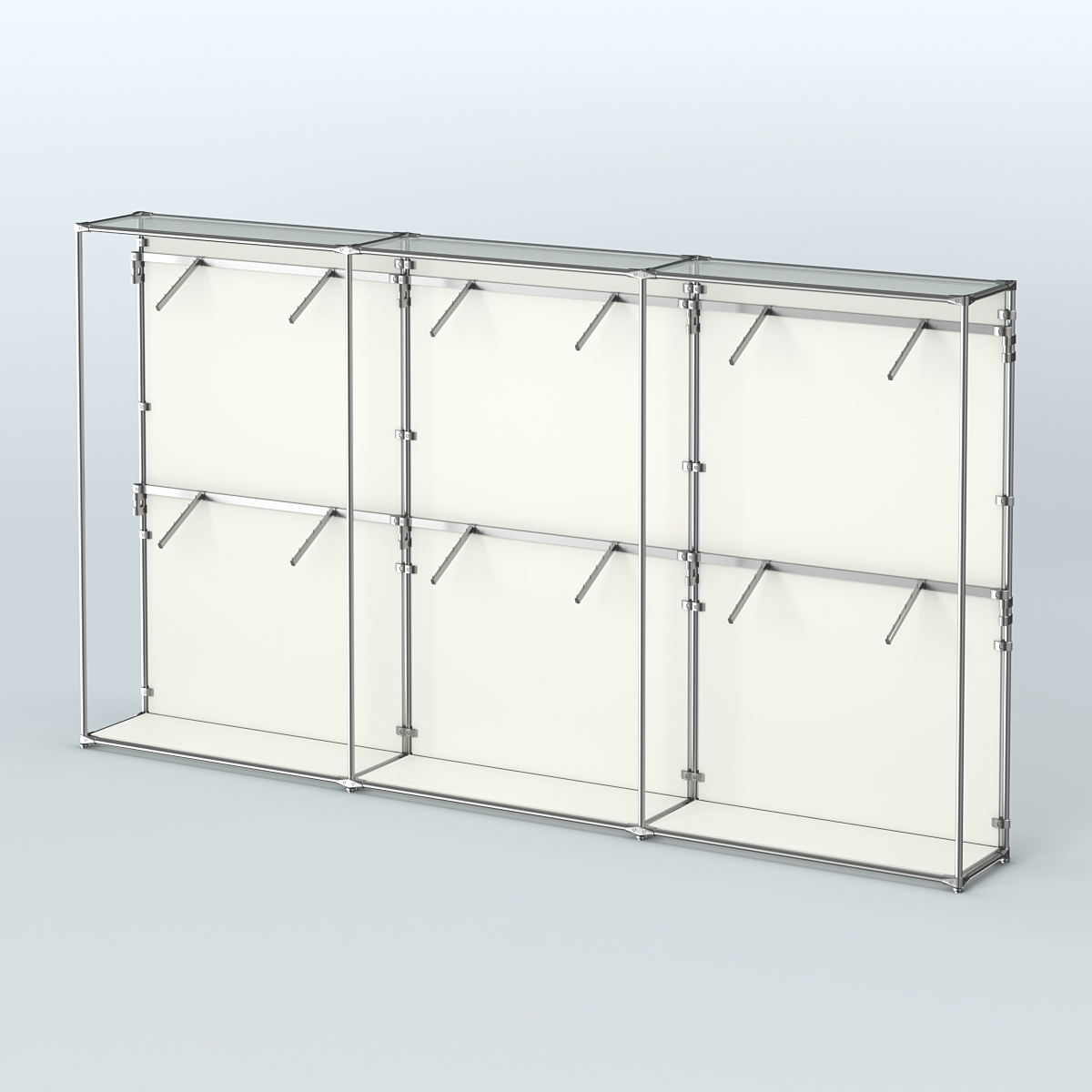 Торговая система ХРОМ (задняя стенка - ДСП) 3600 мм с поручнями №4 Белый