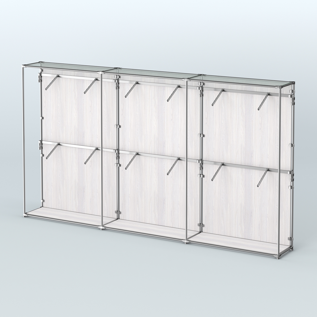 Торговая система ХРОМ (задняя стенка - ДСП) 3600 мм с поручнями №4 Ясень Анкор светлый