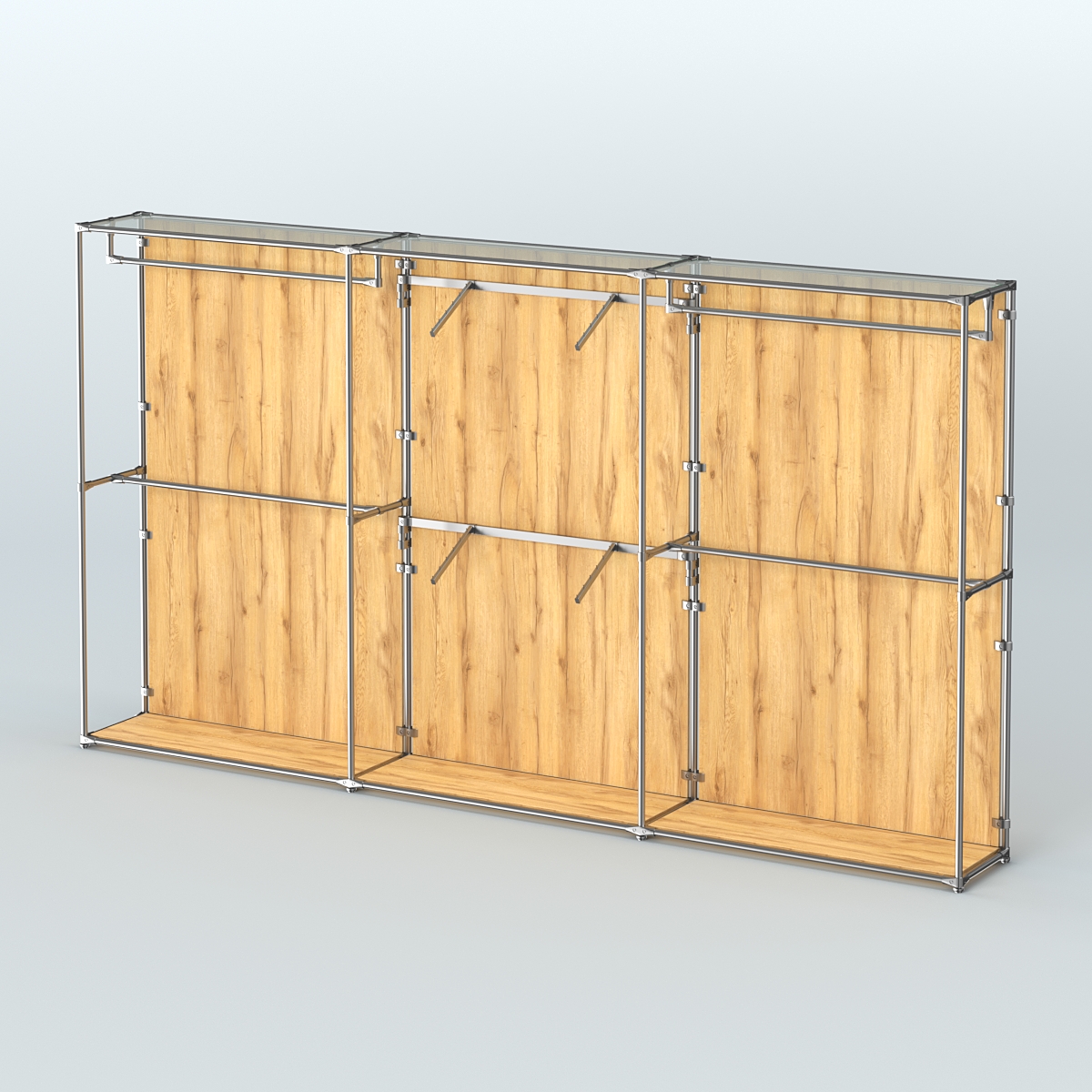 Торговая система ХРОМ (задняя стенка - ДСП) 3600 мм с поручнями №5 Дуб Золотистый