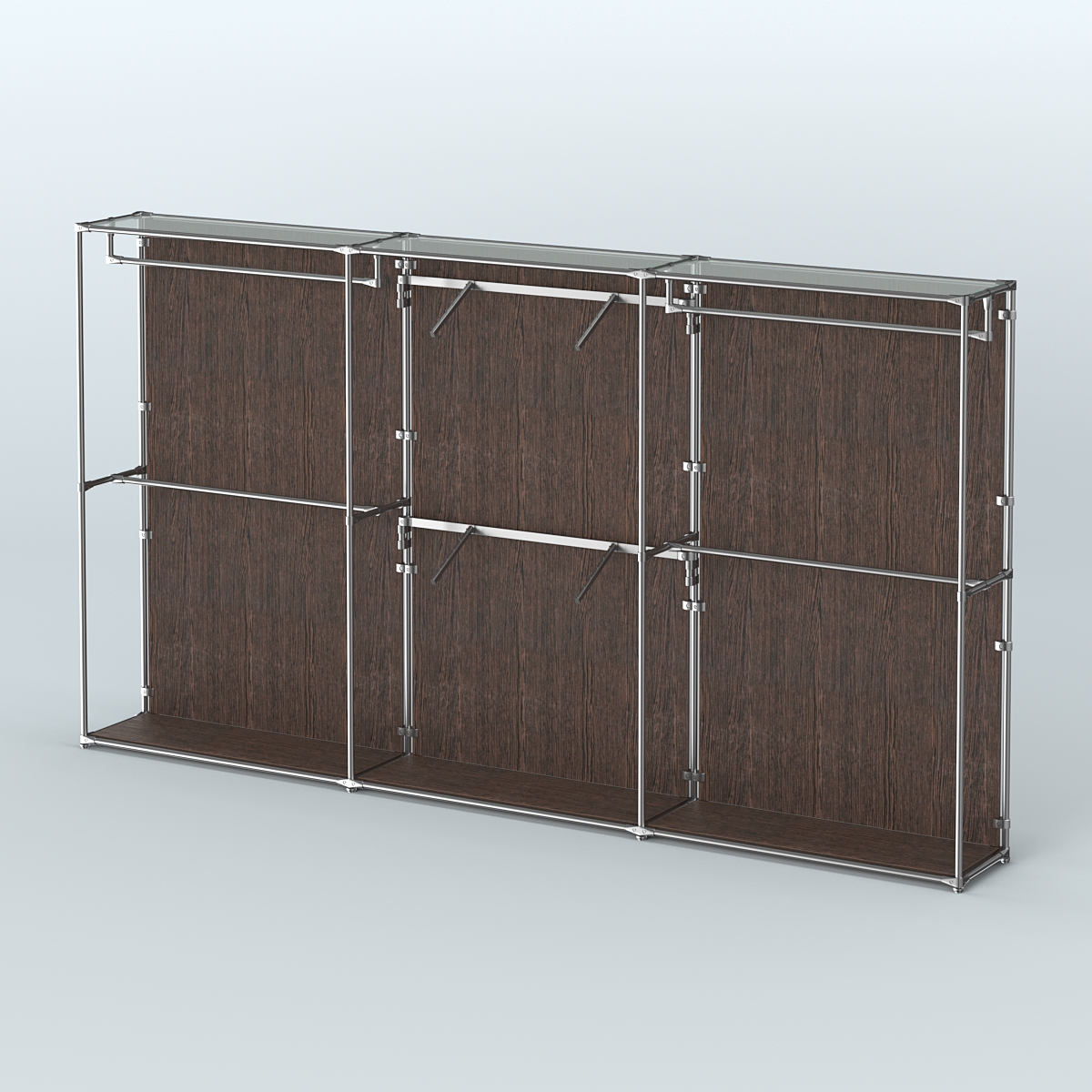 Торговая система ХРОМ (задняя стенка - ДСП) 3600 мм с поручнями №5 Дуб Венге