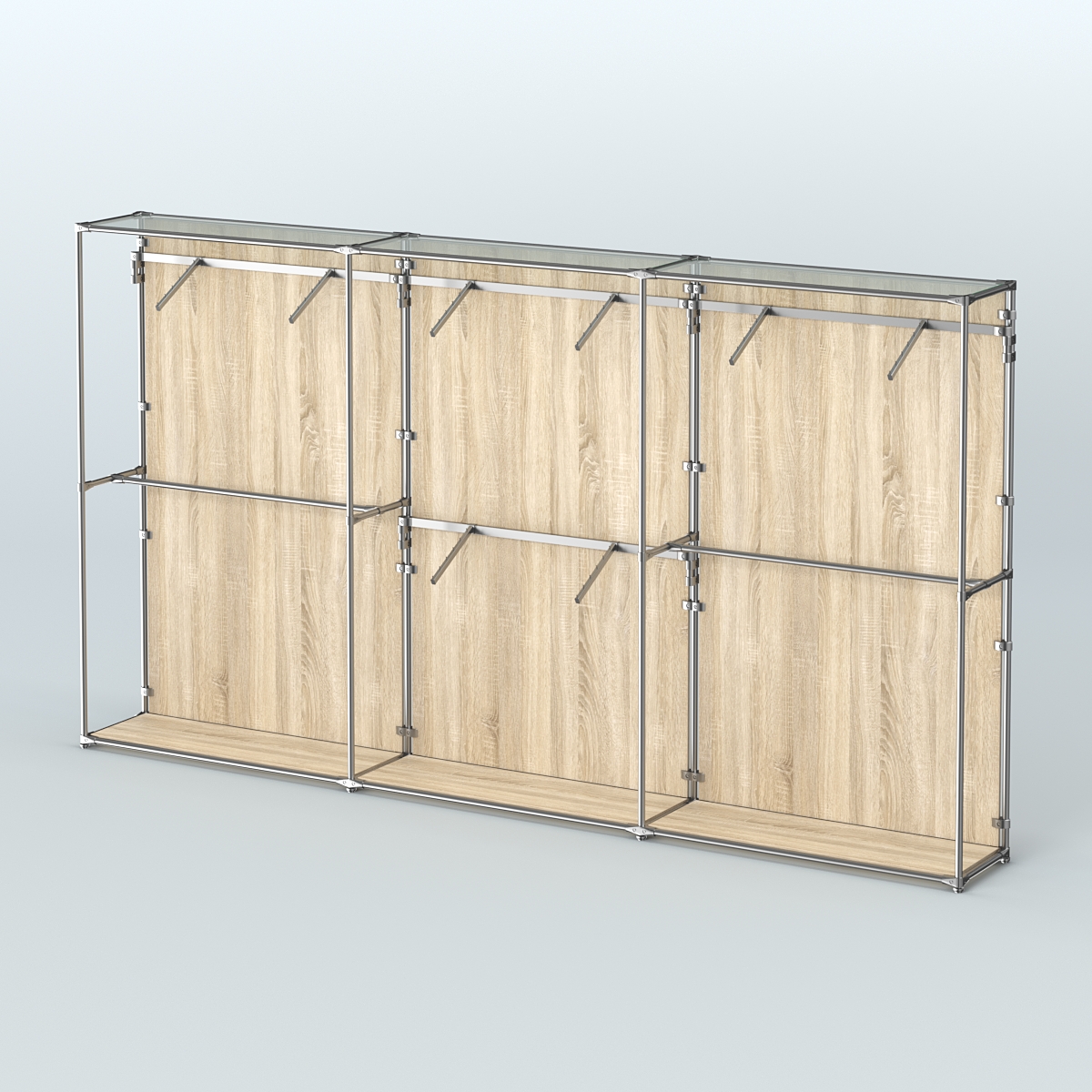 Торговая система ХРОМ (задняя стенка - ДСП) 3600 мм с поручнями №6 Дуб Сонома