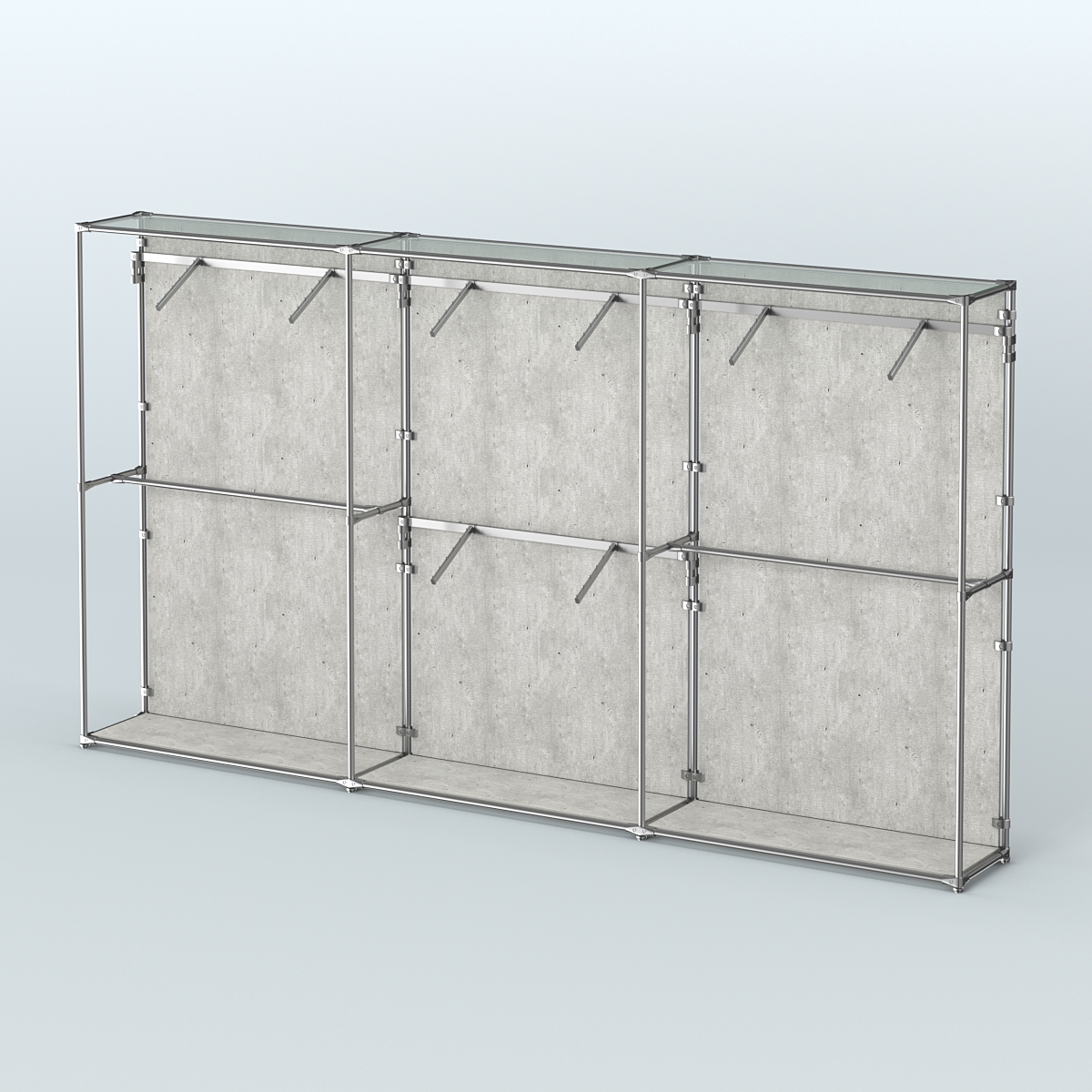 Торговая система ХРОМ (задняя стенка - ДСП) 3600 мм с поручнями №6 Метрополитан Грей