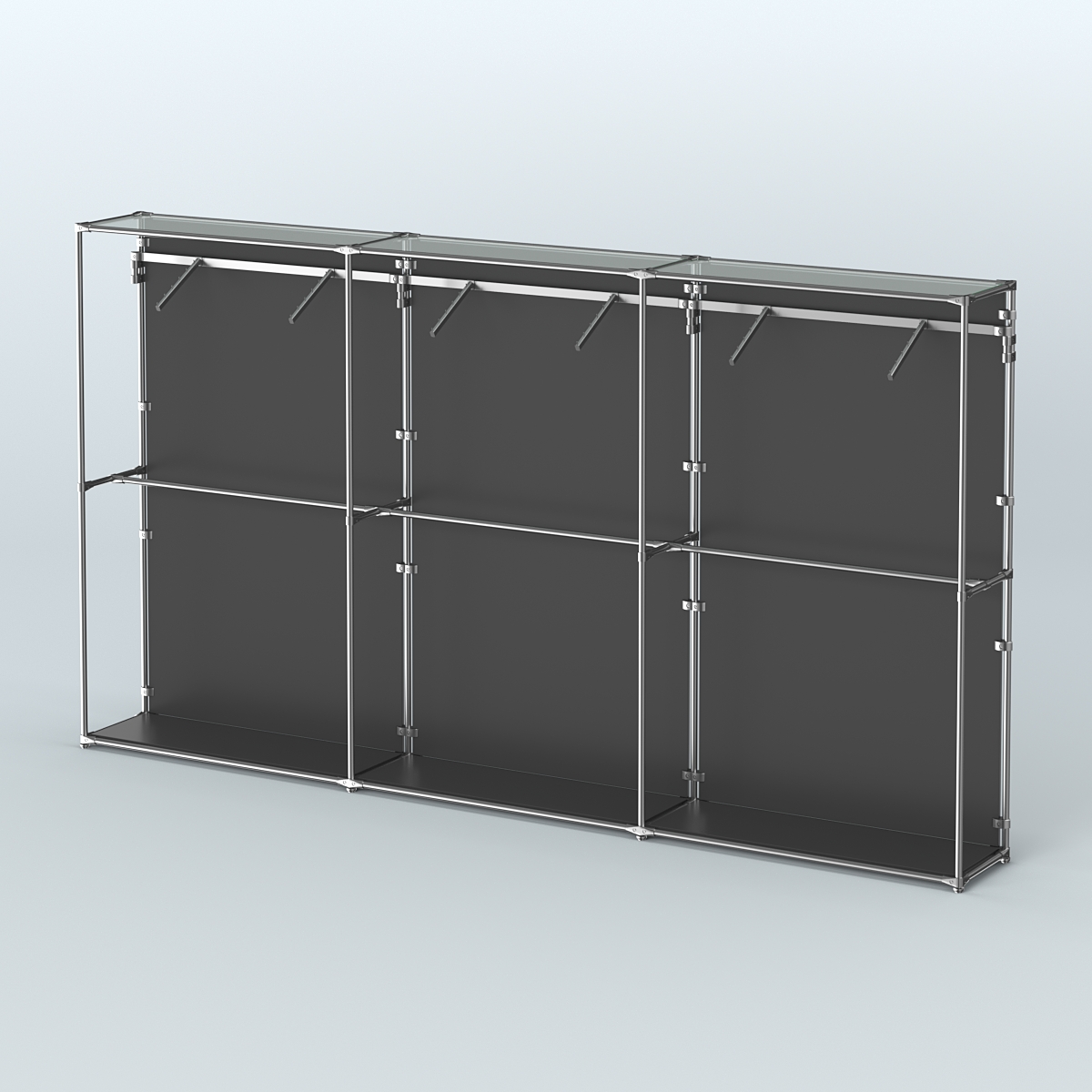 Торговая система ХРОМ (задняя стенка - ДСП) 3600 мм с поручнями №7 Черный