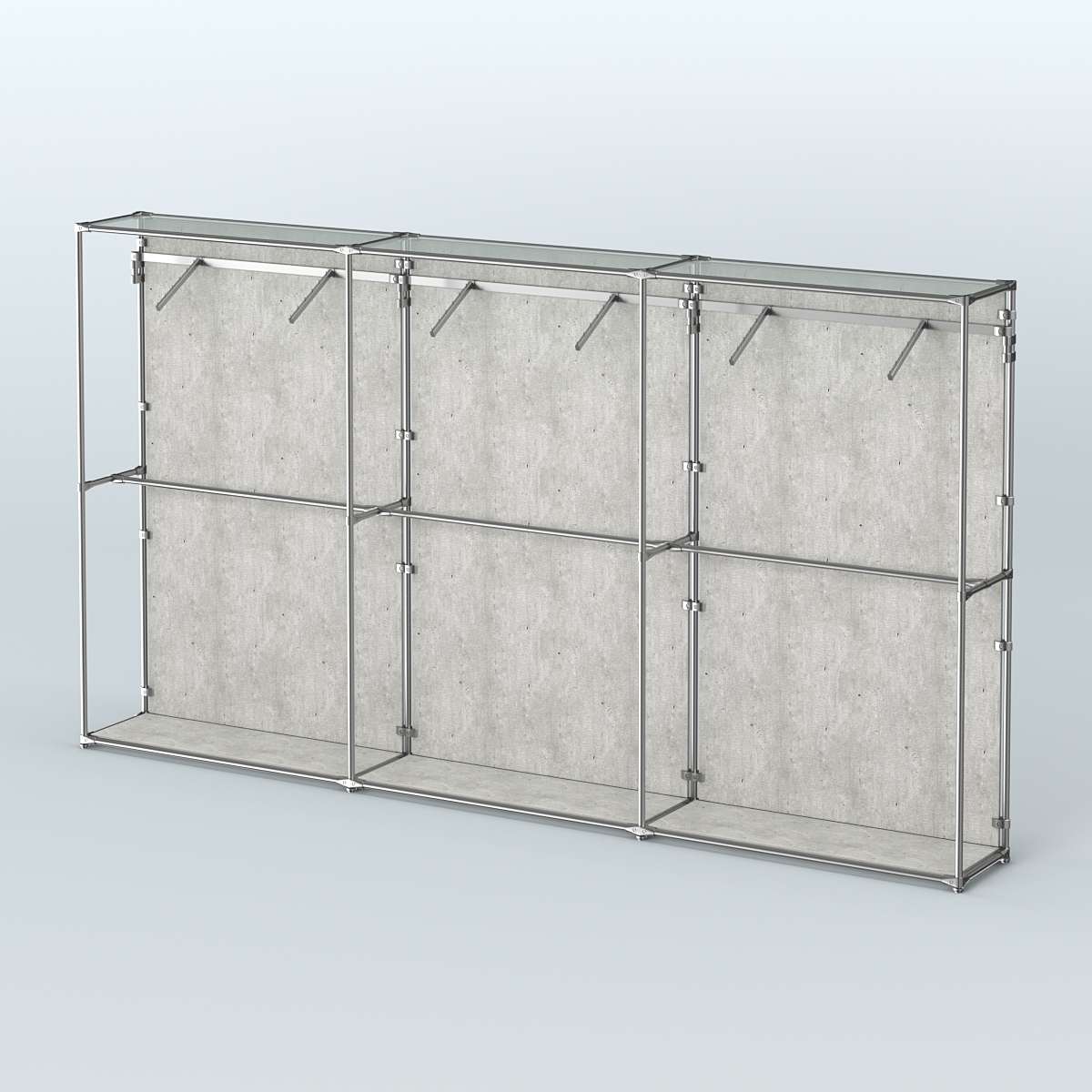 Торговая система ХРОМ (задняя стенка - ДСП) 3600 мм с поручнями №7 Метрополитан Грей