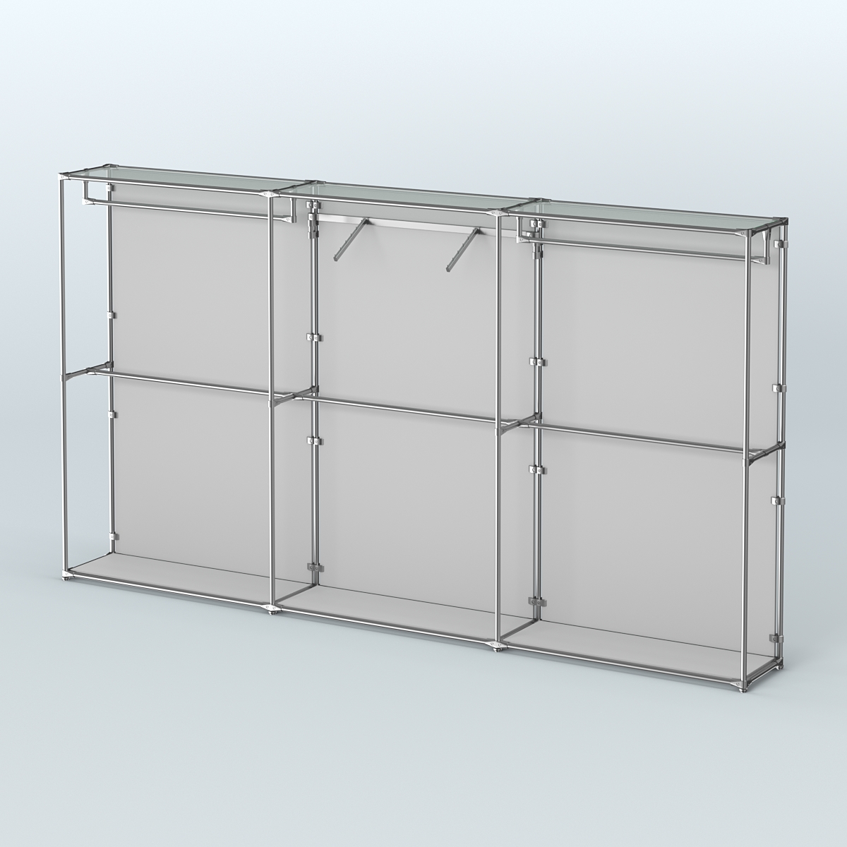 Торговая система ХРОМ (задняя стенка - ДСП) 3600 мм с поручнями №8 Серый