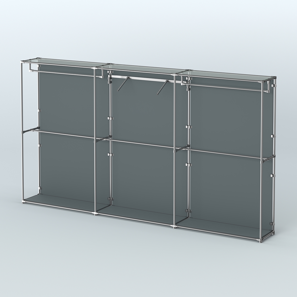 Торговая система ХРОМ (задняя стенка - ДСП) 3600 мм с поручнями №8 Темно-Серый