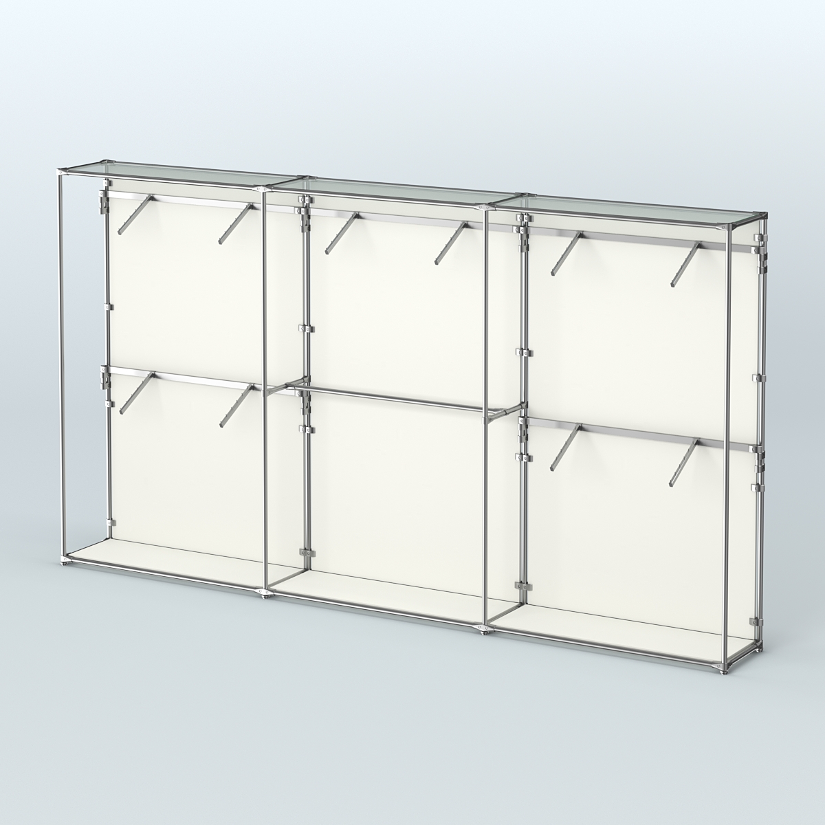 Торговая система ХРОМ (задняя стенка - ДСП) 3600 мм с поручнями №9 Белый