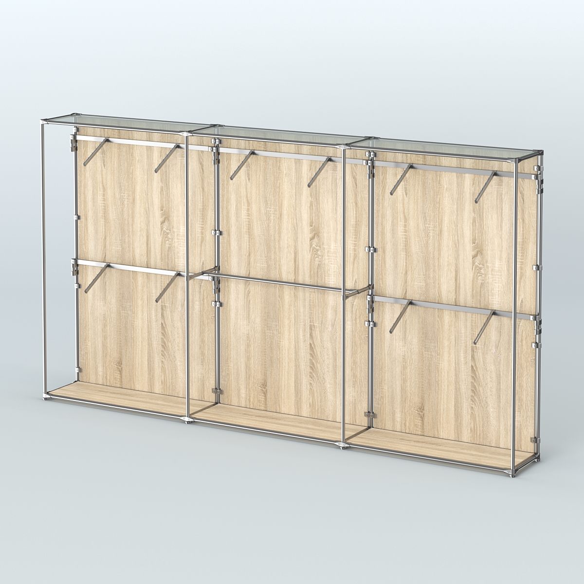 Торговая система ХРОМ (задняя стенка - ДСП) 3600 мм с поручнями №9 Дуб Сонома