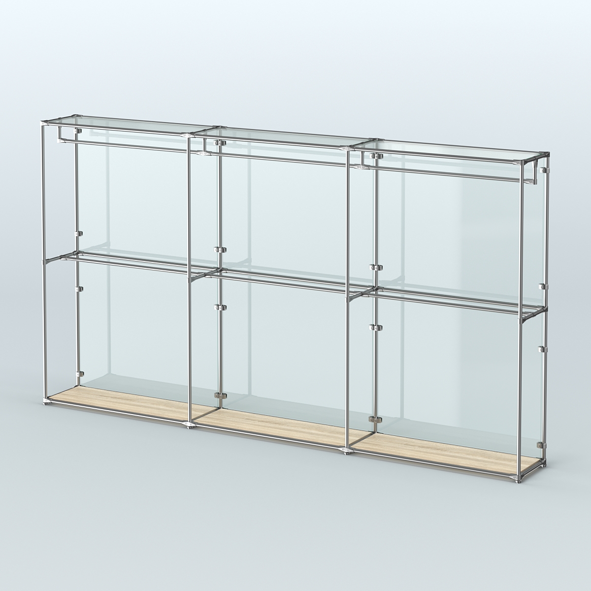 Торговая система ХРОМ (задняя стенка - стекло) 3600 мм с поручнями №1 Дуб Сонома