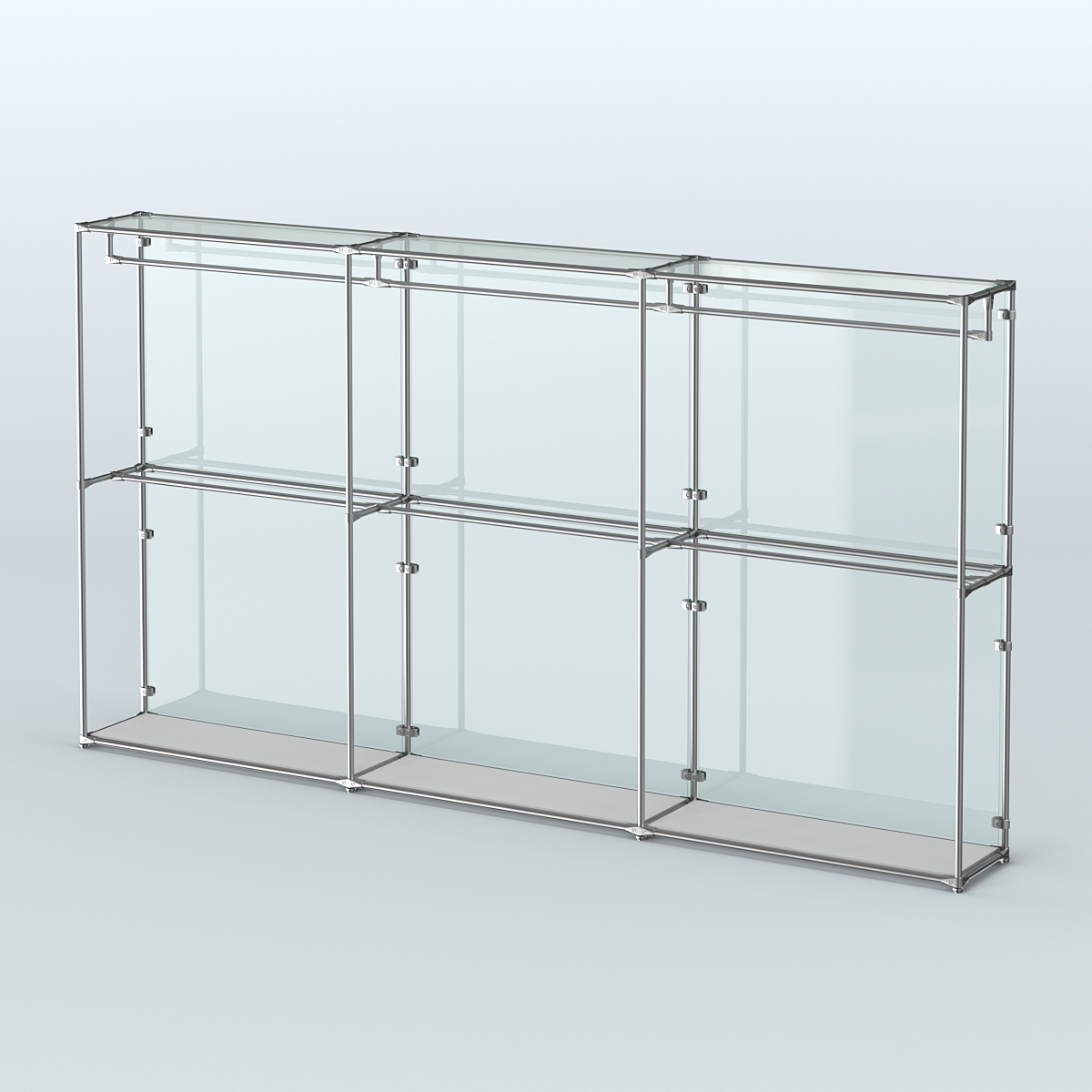 Торговая система ХРОМ (задняя стенка - стекло) 3600 мм с поручнями №1 Серый