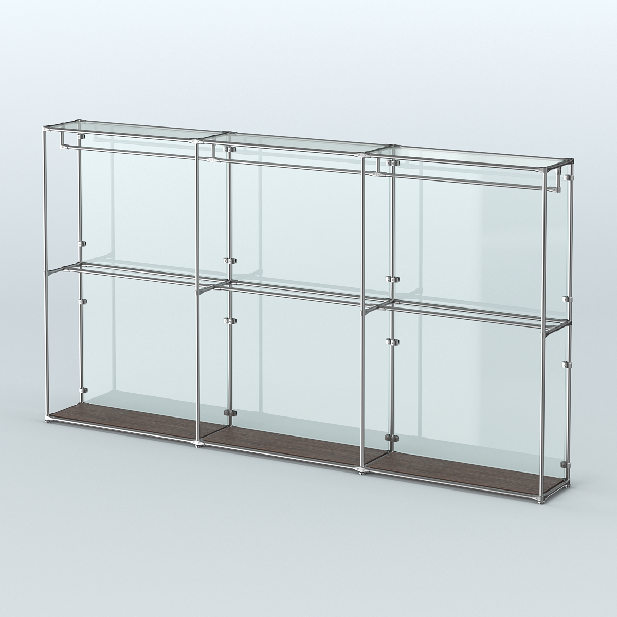 Торговая система ХРОМ (задняя стенка - стекло) 3600 мм с поручнями №1 Дуб Венге