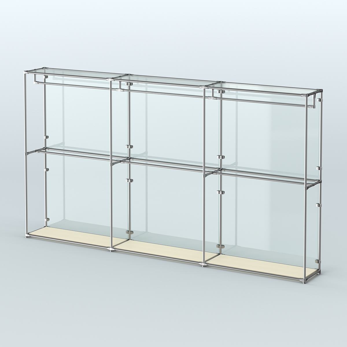 Торговая система ХРОМ (задняя стенка - стекло) 3600 мм с поручнями №1 Крем Вайс