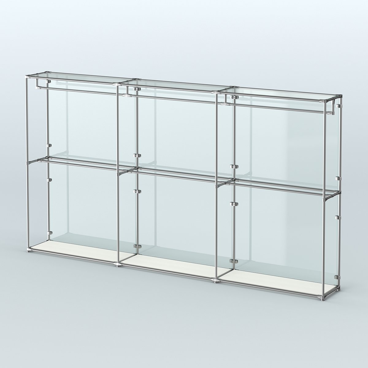 Торговая система ХРОМ (задняя стенка - стекло) 3600 мм с поручнями №1 Белый