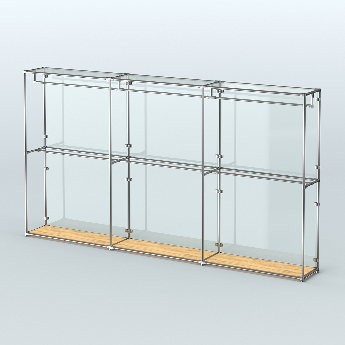 Торговая система ХРОМ (задняя стенка - стекло) 3600 мм с поручнями №1 Дуб Золотистый