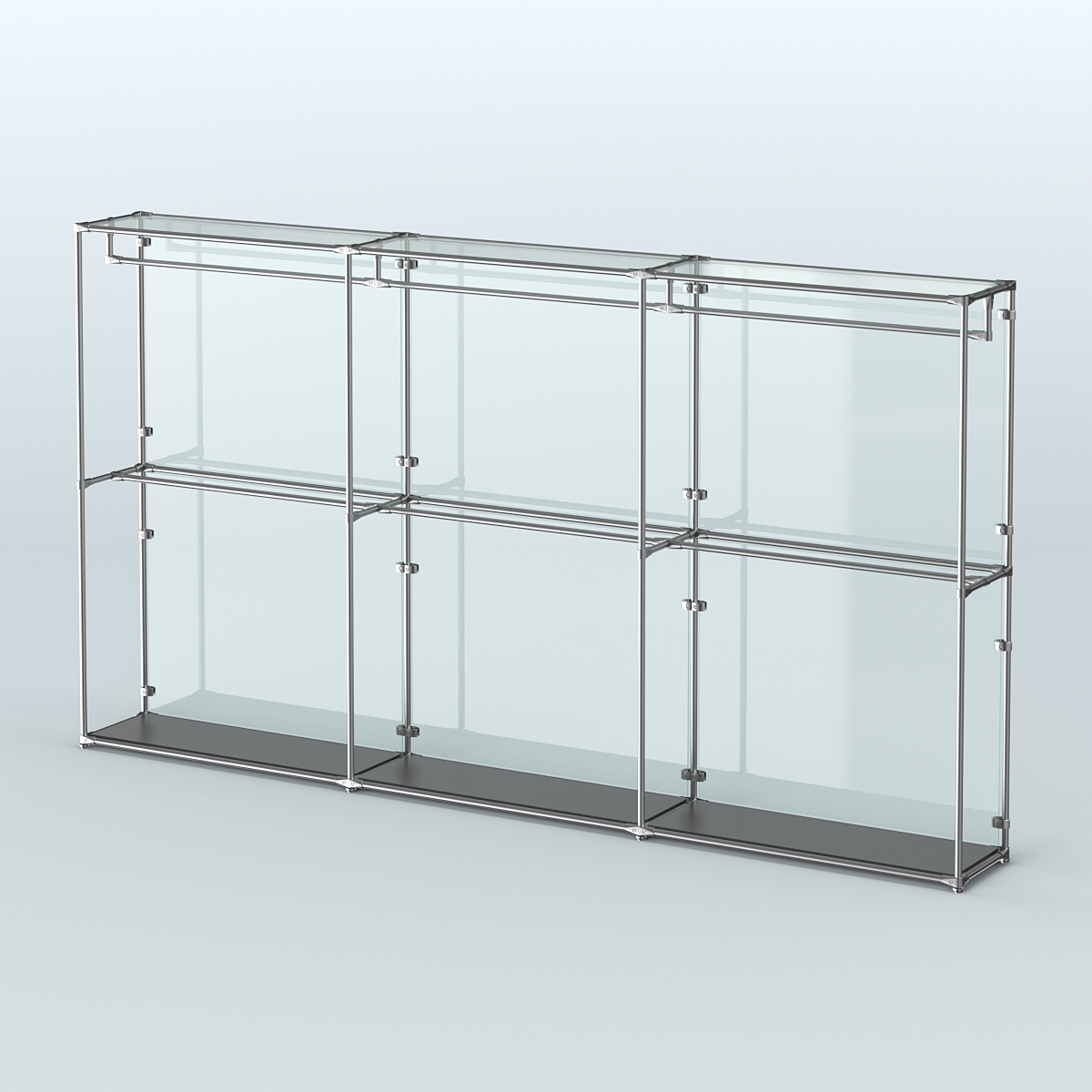 Торговая система ХРОМ (задняя стенка - стекло) 3600 мм с поручнями №1 Черный