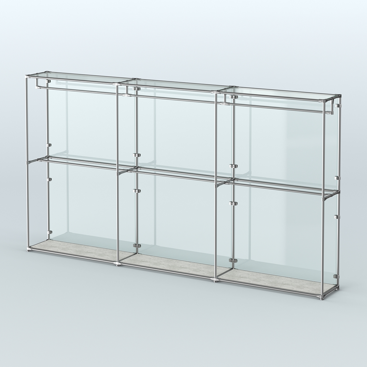 Торговая система ХРОМ (задняя стенка - стекло) 3600 мм с поручнями №1 Метрополитан Грей