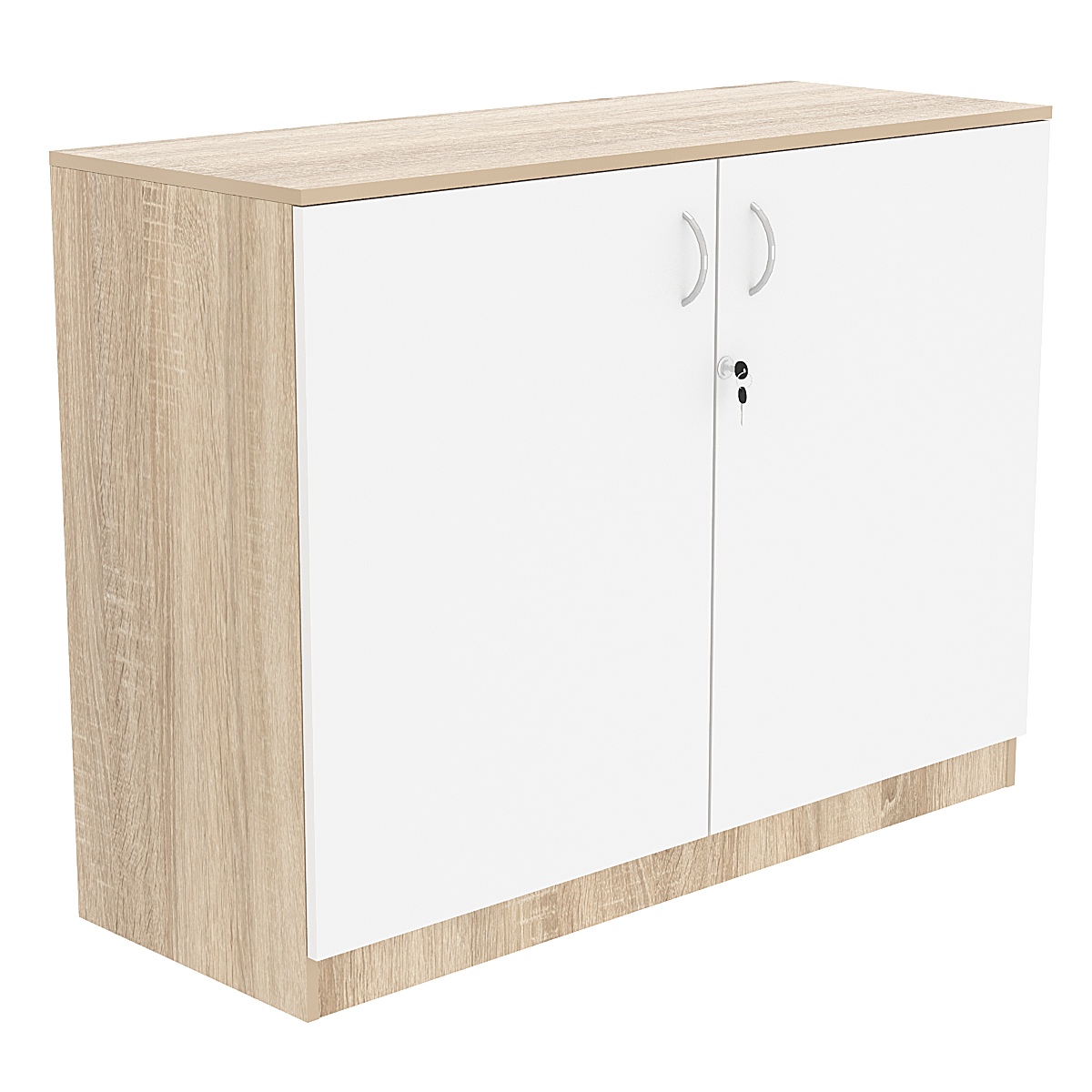 Тумба T-23 1200мм (H-900мм, с распашными дверцами и полкой) Дуб Сонома + Белый