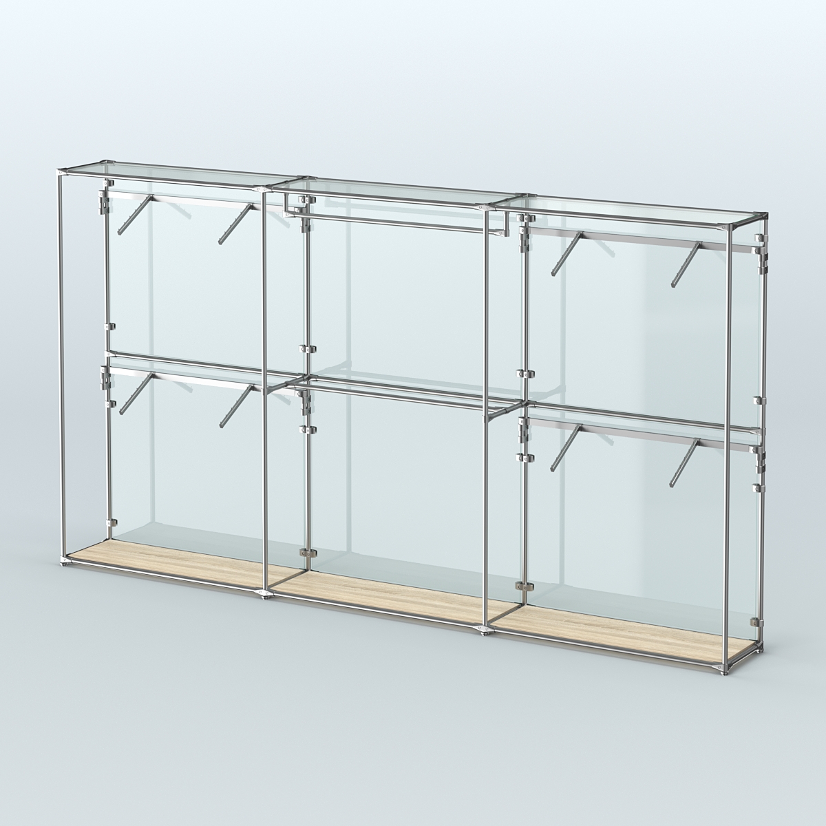 Торговая система ХРОМ (задняя стенка - стекло) 3600 мм с поручнями №2 Дуб Сонома