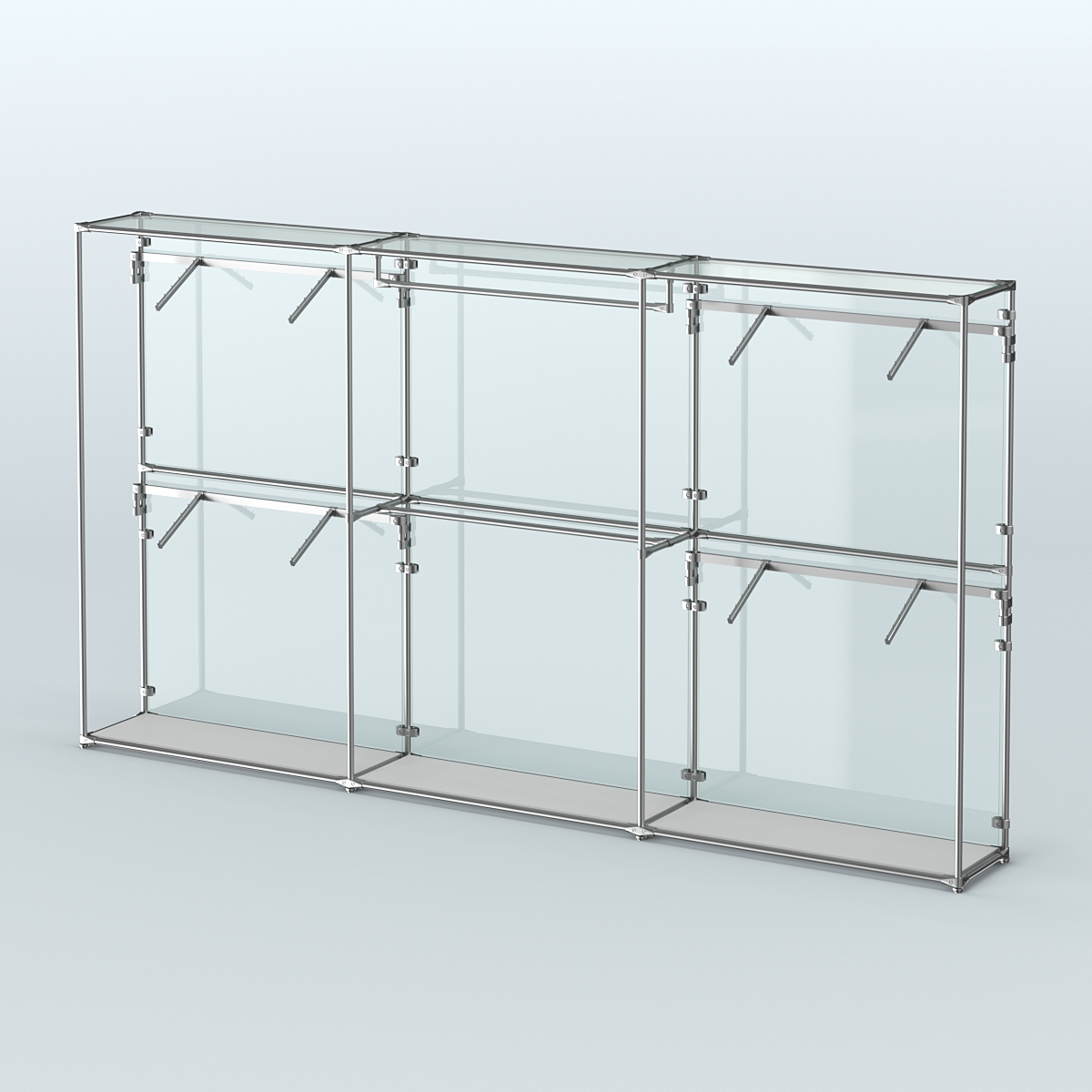 Торговая система ХРОМ (задняя стенка - стекло) 3600 мм с поручнями №2 Серый