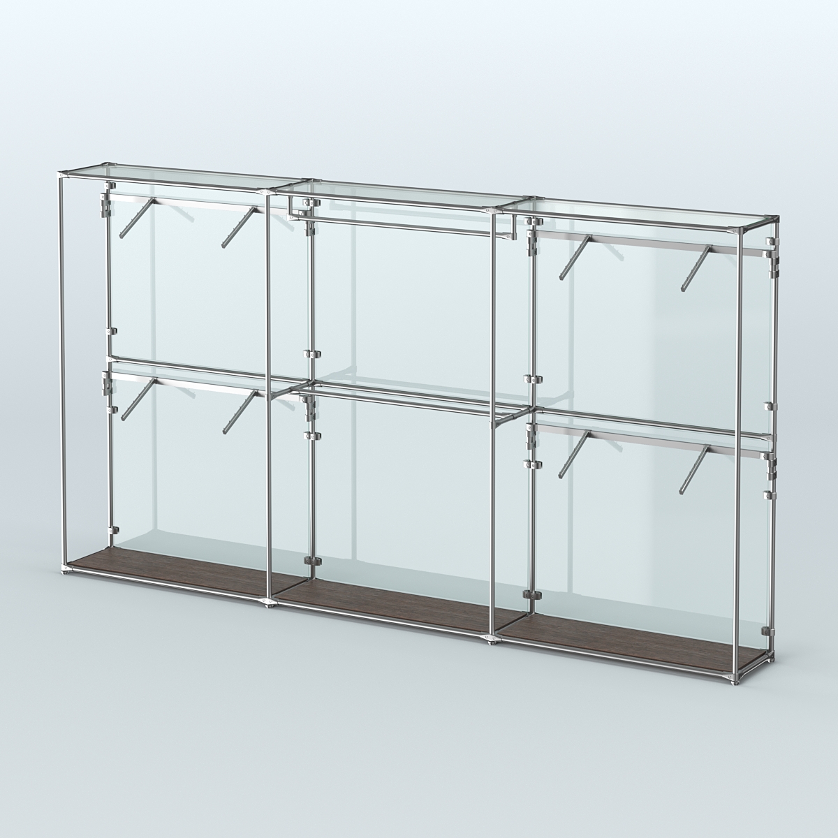 Торговая система ХРОМ (задняя стенка - стекло) 3600 мм с поручнями №2 Дуб Венге